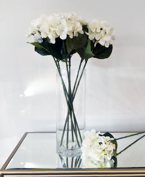 Designer home design - Hydrangeas in a glass vase.