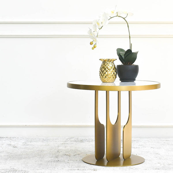 Hilltops coffee table is designed with ivory and gold theme, and is ideal for a simple coffee table look.