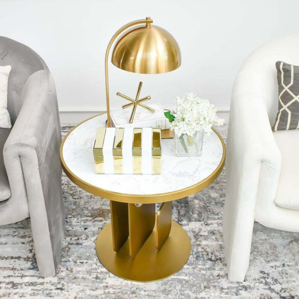 Accessorise your living room space with the Kassie trinket box atop the Hilltops Gold Marble Coffee table.