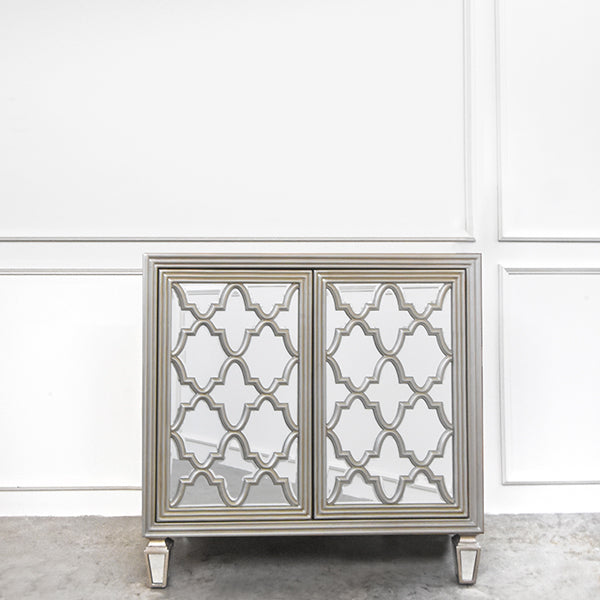 The 2 Door Iberian Cabinet is truly a gorgeous piece, with intricate hand cut mirrors and frame, it would surely be a conversation starter.