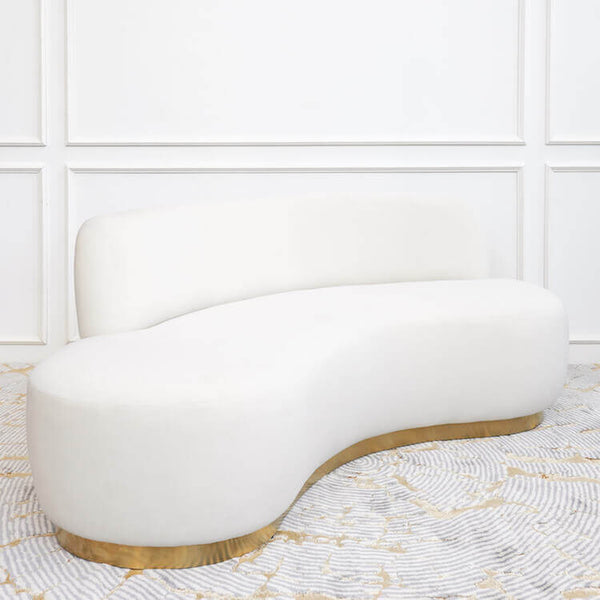 Side view of the Infiniti sofa, a modern Art Deco curved style inspired by the works of Vladimir Kagan.