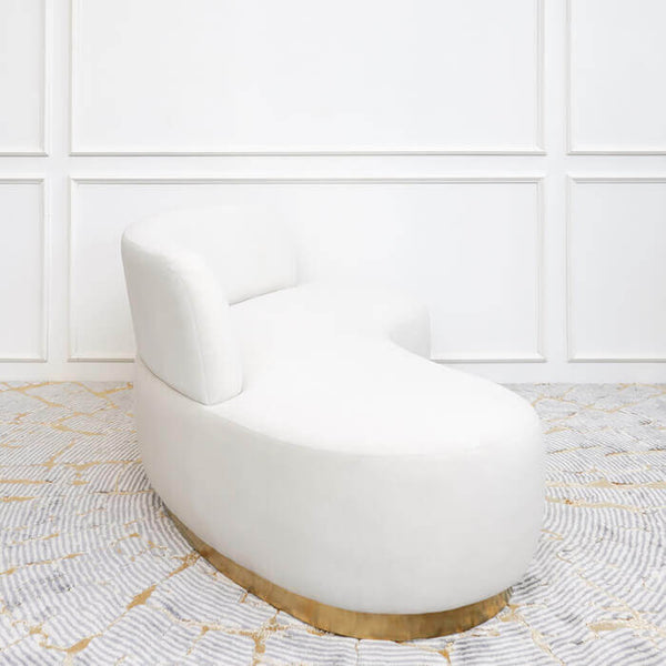 Smooth easy clean velvet upholstery, creamy ivory curved sofa set.