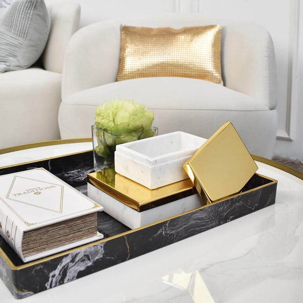 Leto-Zeus Marbled Nesting Tray, Rect