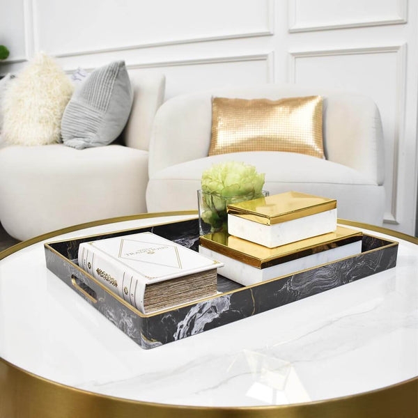 Leto-Zeus Marbled Nesting Tray, Rect