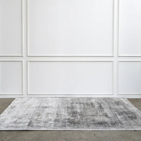 Machine made in Turkey, Grey abstract rug design.