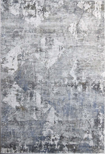 Marcel Modern Art Rug, Grey Hues, Distressed Design.