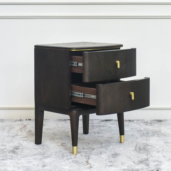 Two drawers open: The drawers of the bedside table are designed for jewelry protection and easy access.