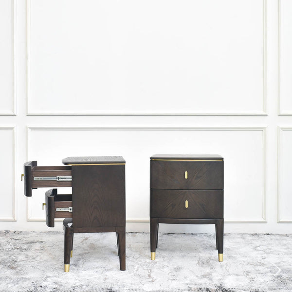 Table in a living room setting: The Odette Bedside Table next to each other, demonstrating its versatility as a side table or minimalist corner storage.