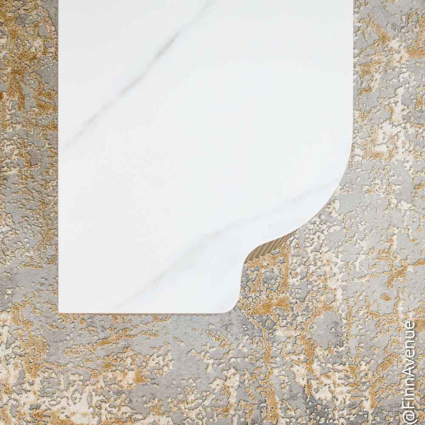 Perla Curved White Wood 2-Door Cabinet - Mother-of-Pearl & Gold