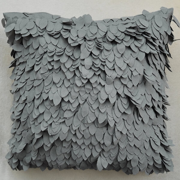 Plumes Leaves Cushion, Grey