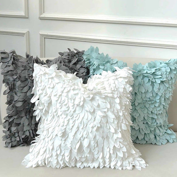 Plumes Leaves Cushion, Ivory