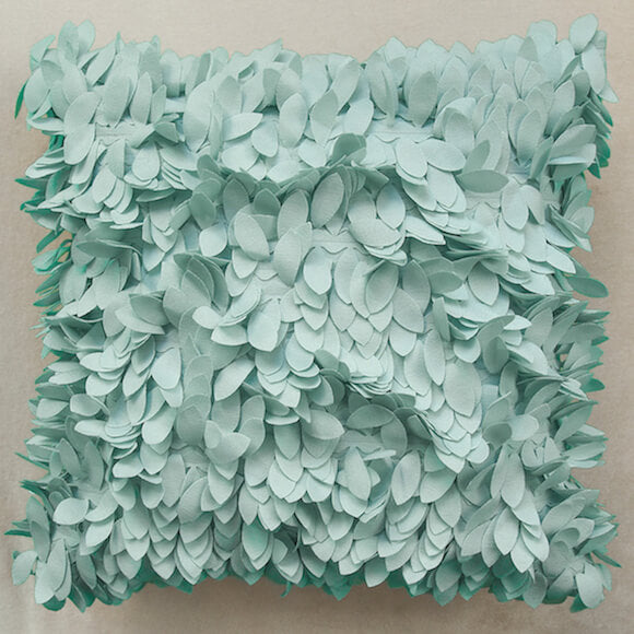 Plumes Leaves Cushion, Seafoam Teal