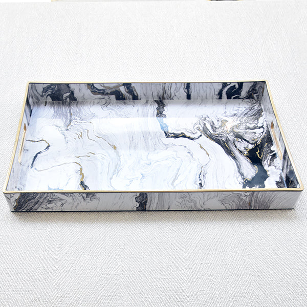 Side view of the Zeus white rectangle tray.