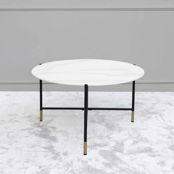 Faux white cultured marble, on the round large Rococo table.