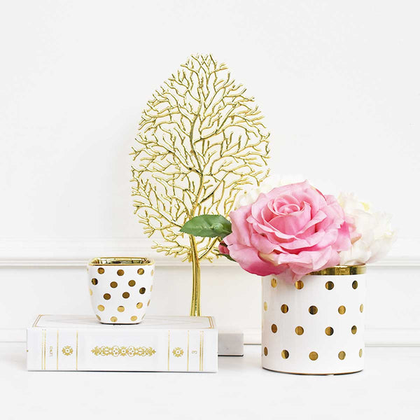 Diva Golden Polka Dots Vase Planter
