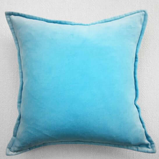 Aqua Blue Velvet Down Feather Cushion.