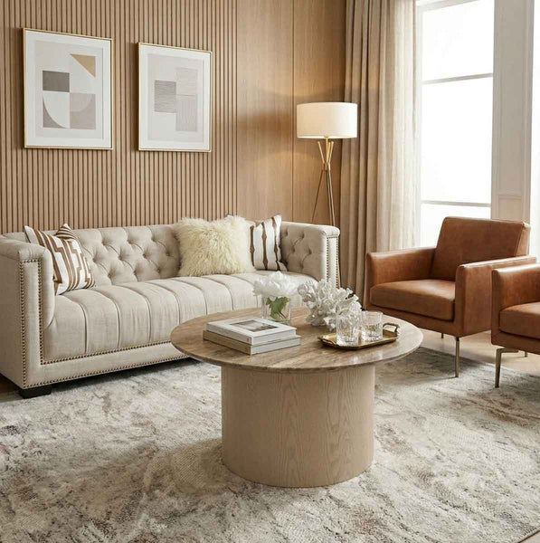 Sofa Duchess of Chesterfield, 3 tempat duduk tambah, Baldu