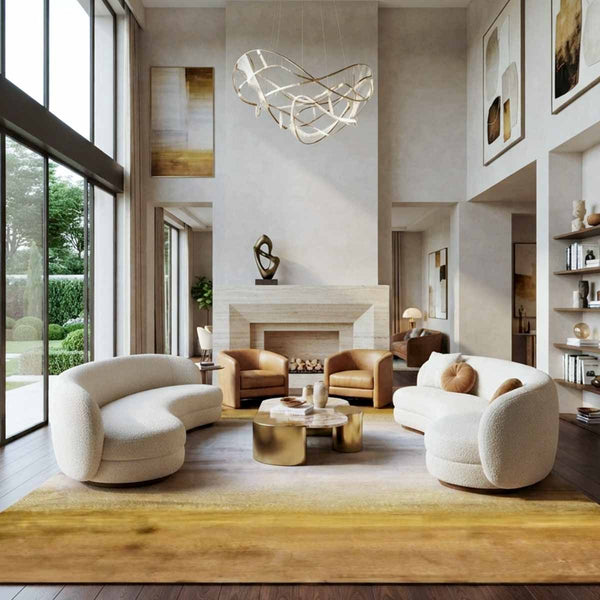 Evka Sun Luxury Rug, Cream Gold