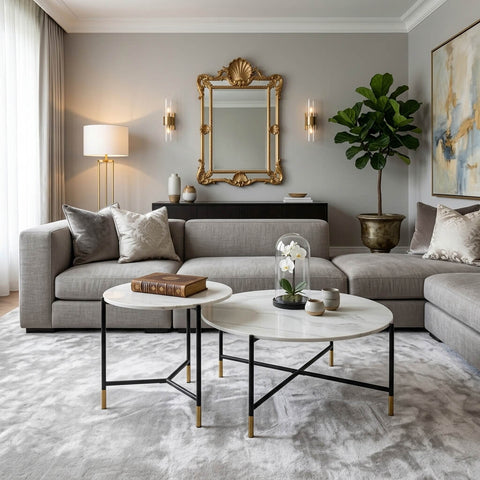 Rococo Marble Nesting Coffee Table - Carrara Design (2 Sizes)