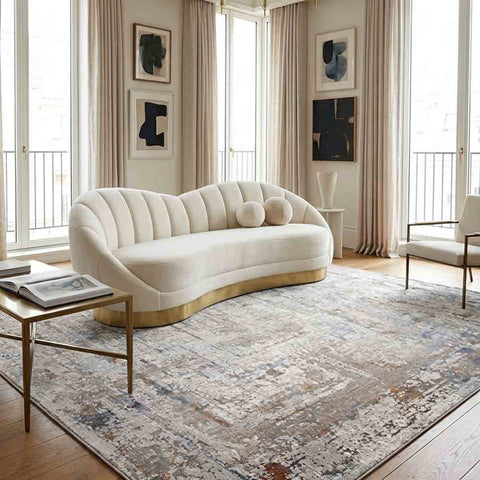 Primrose Curved Sofa, Ivory Cream