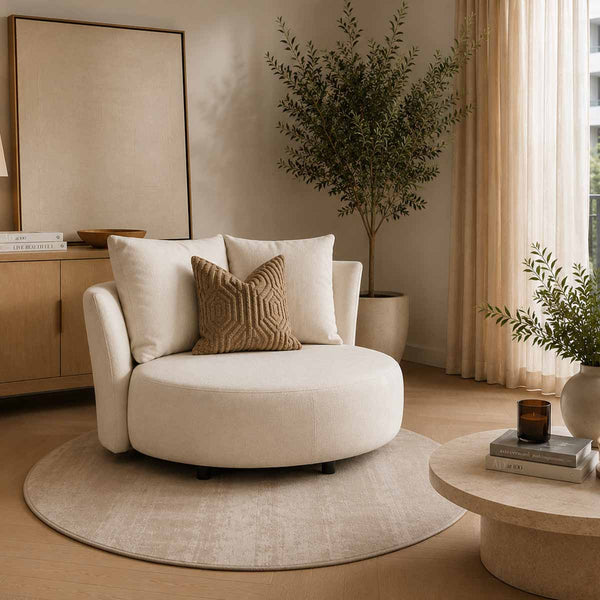 Sunstone Hill Luxury Round Rug, Neutral Palette