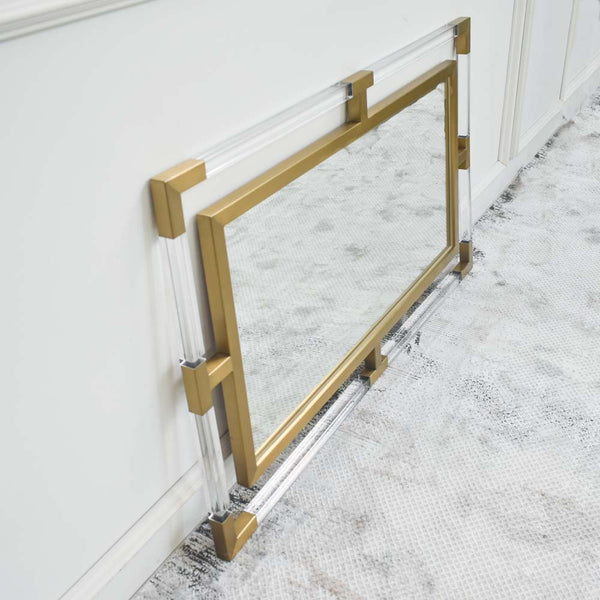 The Atelier Acrylic Mirror is made using acrylic frame and gold rims for a modern luxury appeal.