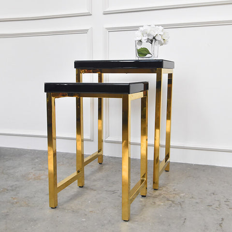 Thierry Nesting Tables in Black & Gold (Set of two).