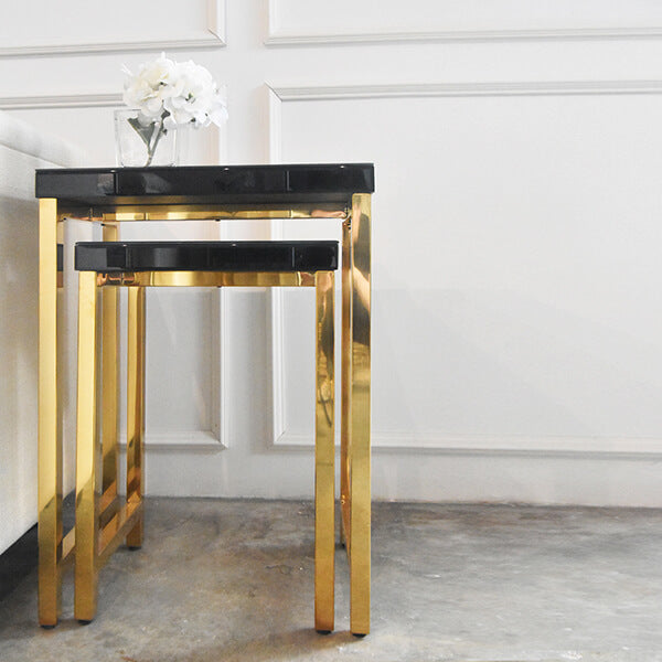 Closer look of the Thierry side tables, small nesting table that can be tucked in and out depending on the space you need, versatile piece.