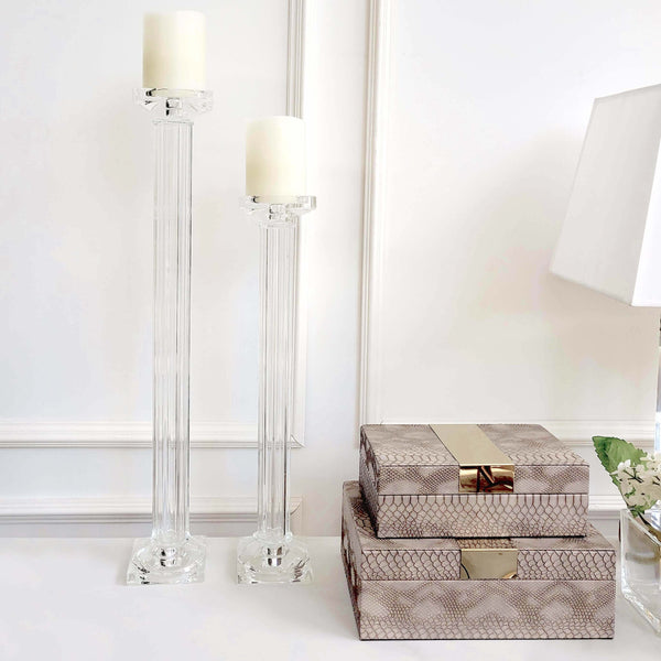 Crystal candlestick for lux dining table decor and entrance console.