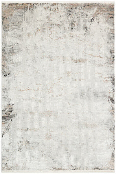 Vertical view of the Van Holland Art Rug, cozy neutral toned plush piles.