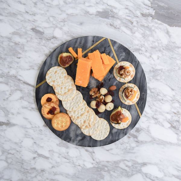 Grey Marble Cheese Board, Round, perfect for serving snacks,