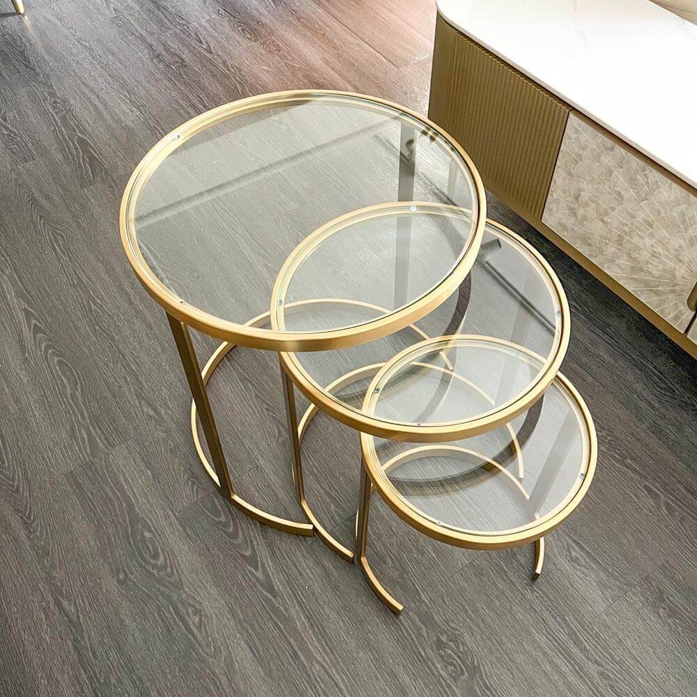 Wallich Glass Nesting Coffee Table Set, Set of 3 FINN AVENUE