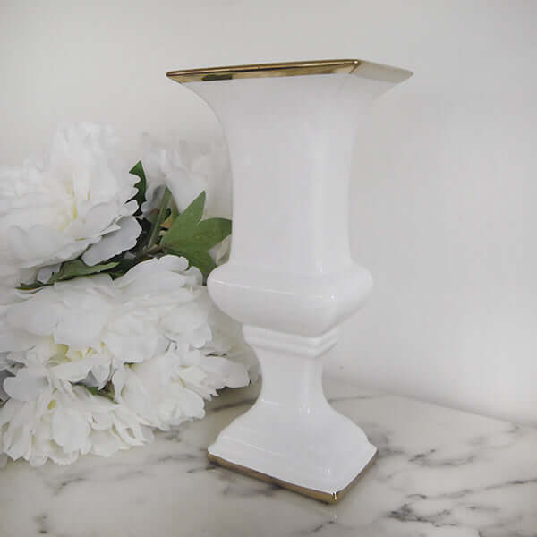 Pair this ceramic white vase with Peonies for a classic and timeless look.