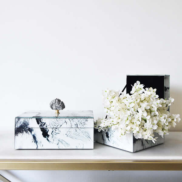 Rectangular and square Zeus trinket box collection. 