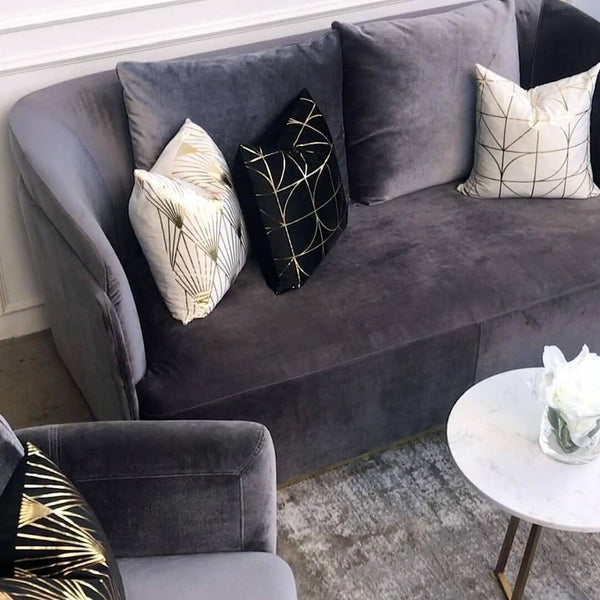 Zelda Curved Sofa Couch, Lush Grey