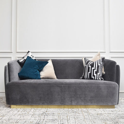Designer Sofa, 3-seater, Zelda, high curving arm and double back details.
