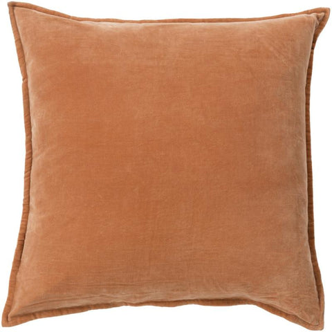 Burnt Orange Velvet cushion woven from 100% cotton velvet with down feather filling.
