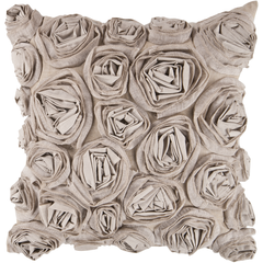 Finley Floral Cushion, Textured Roses Linen Khaki.