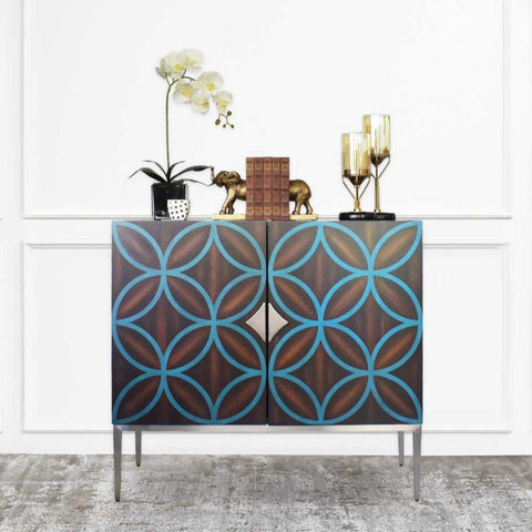 Aimee 2 Door Cabinet Sideboard with Hand-crafted Moroccan-style Cabinet calls for luxurious resort vibe.