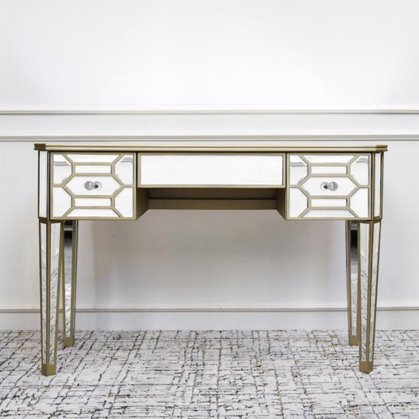 Cinderella-like dressing table with mirror surface, Alchemy 3-drawer vanity table.