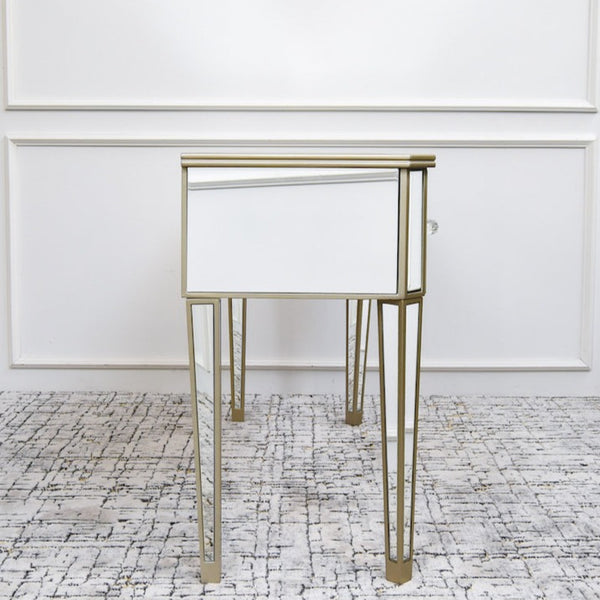 Modern mid-century side view Alchemy console table.