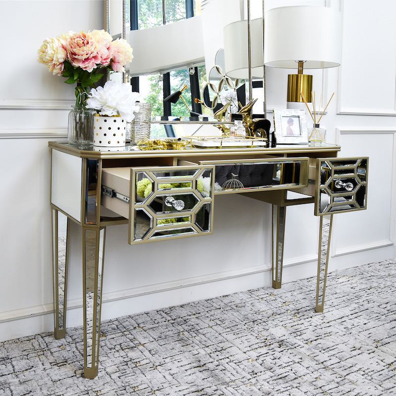 Gold mirrored dressing table new arrivals