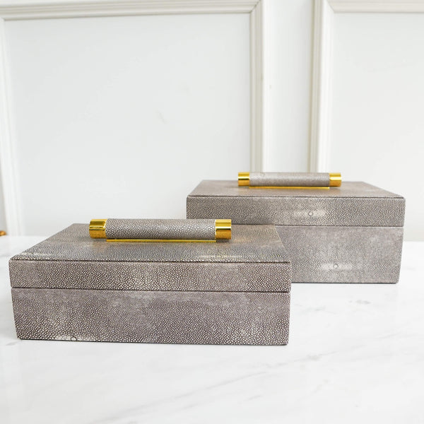 Alcott Faux Leather Handle Box, Snake Skin, Rectangular, 2 sizes.