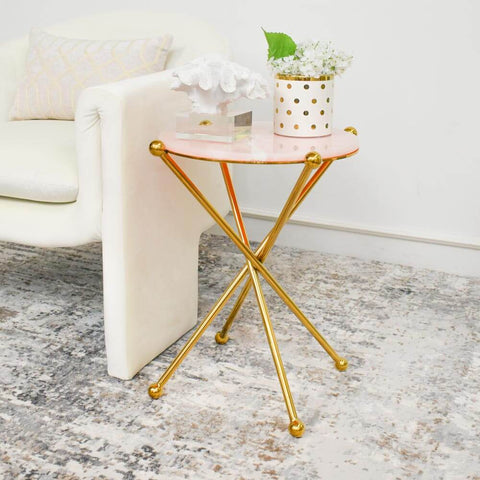 This pink Amber Park Gold Marble End Table will charm all your home guest including all interiors designers as the most beautiful and sweet Modern Art Deco End Table.