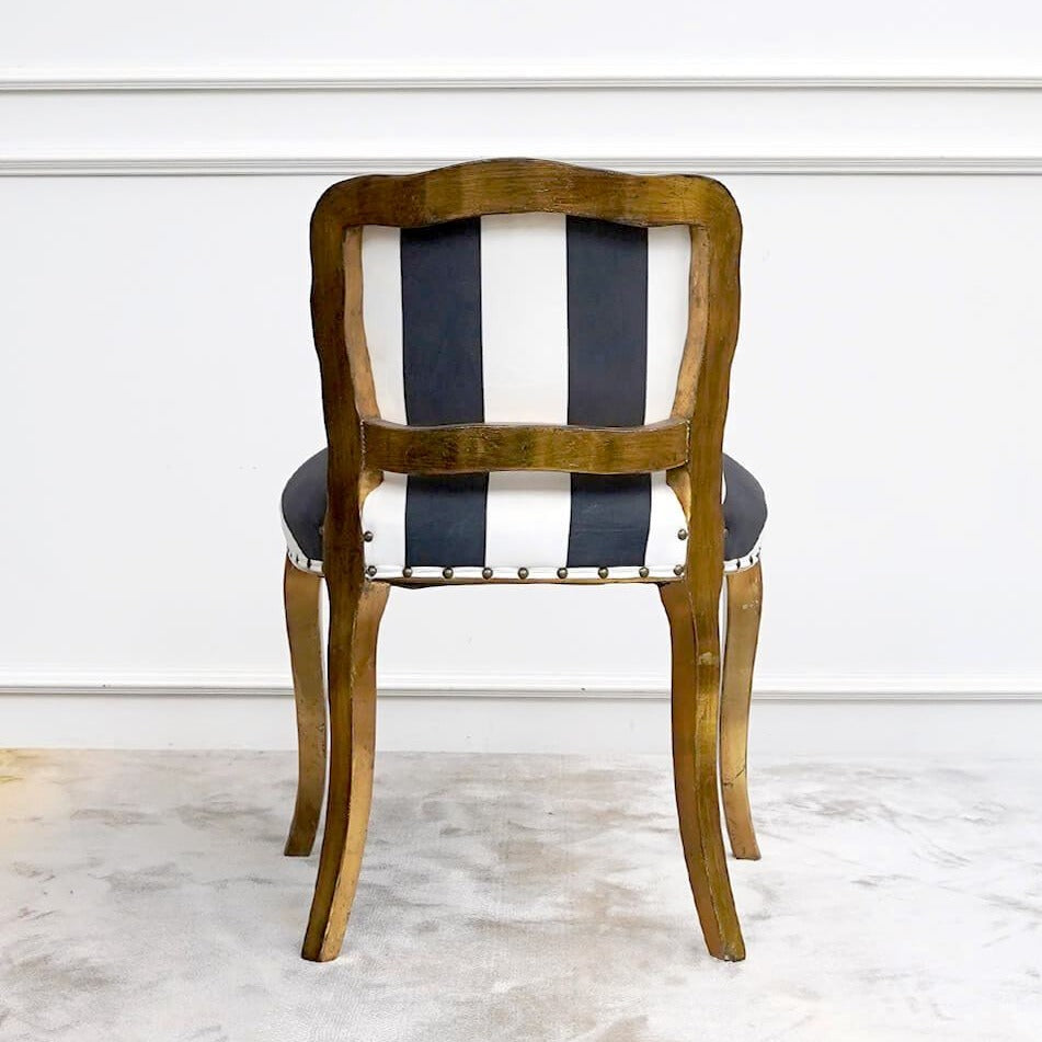 Black and white store striped accent chair
