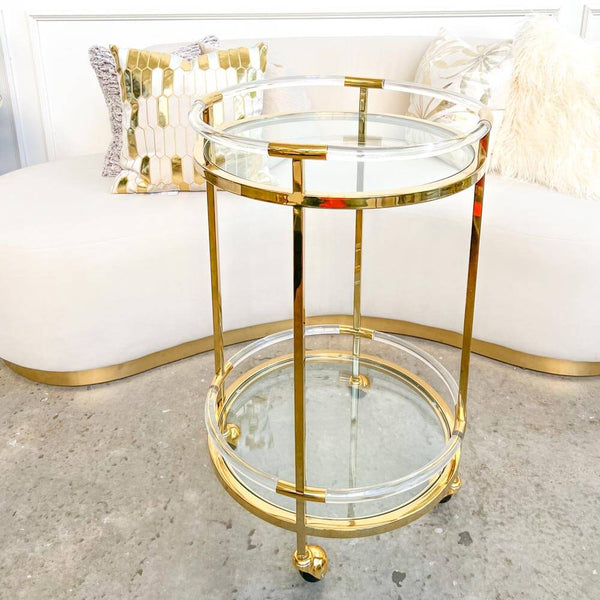 Clear acrylic handles with stainless steel polished gold frame.