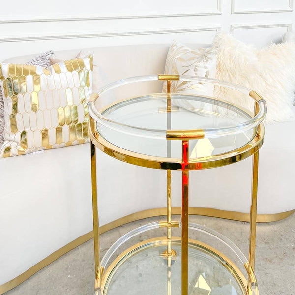 Glass shelves top and bottom for more storage space.