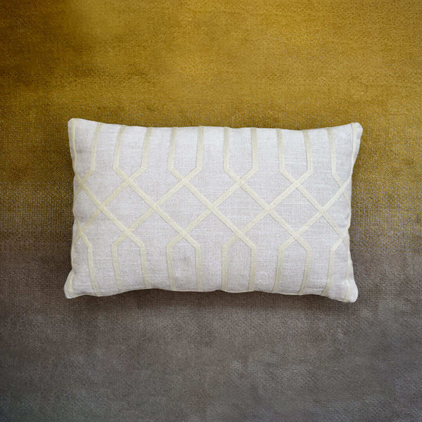Single view of Rectangular Atticus linen boudoir cushions.