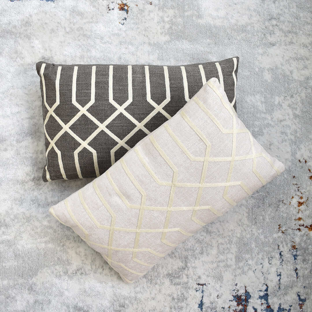 Atticus Embroidery Boudoir Cushion Cream Beige Finn Avenue FINN AVENUE