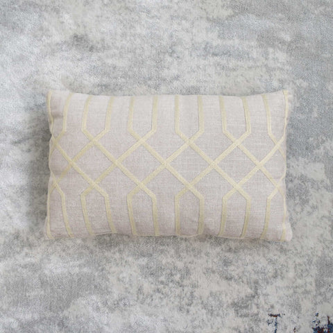 Atticus Embroidery Boudoir Cushion, Linen Gold Beige.
